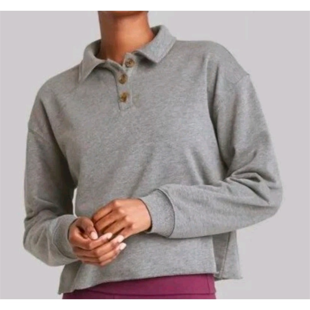 Women's Wild fable long sleeve cropped collared sweater size XXL gray